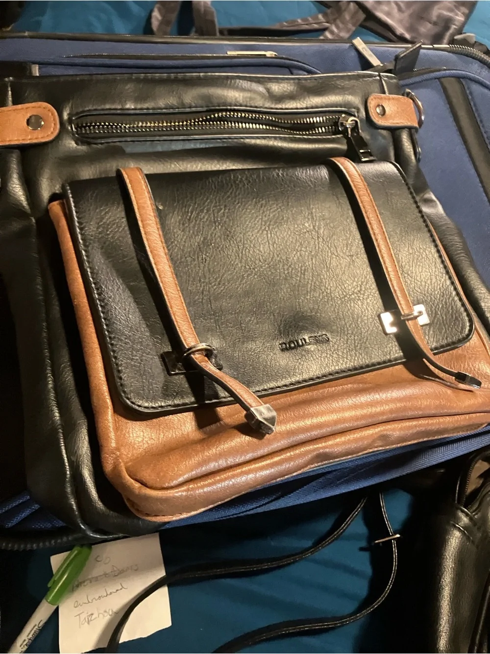 Roulens black & brown vegan leather hand bag / satchel